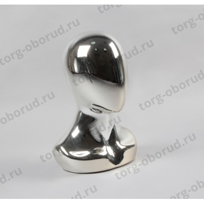 Манекен головы женский безликий, для головных уборов Г-405М(серебро)