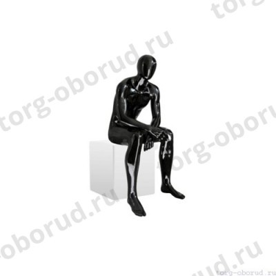 Манекен мужской, глянцевый черный, абстрактный, для одежды в полный рост, сидячий MD-Storm Type 04M-02G