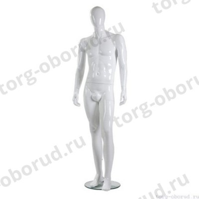 Манекен мужской, абстрактный, для одежды в полный рост, цвет белый глянец, стоячий прямо. MD-Glance 01(бел)