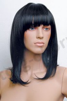 Парик женский для манекена, искусственный, волосы средней длины, с челкой, цвет черный, MD-E0702 (1B)