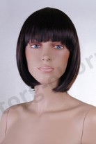 Парик женский для манекена, искусственный, прямые волосы средней длины, с челкой, цвет темный каштан, MD-E0804 (1BT33)