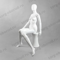 Манекен женский сидячий без лица, белый глянец, для магазина одежды FA-6W
