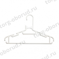 Вешалка-плечики для одежды пластиковая, с крючками, белая В-102-С(бел)