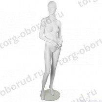 Манекен женский стилизованный, скульптурный белый, для одежды в полный рост, стоячий прямо. MD-IN-3Sheila-01M