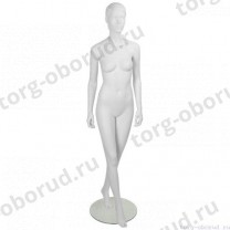 Манекен женский стилизованный, скульптурный белый, для одежды в полный рост, стоячий прямо. MD-IN-7Sheila-01M