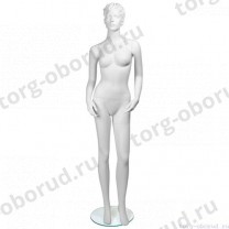 Манекен женский стилизованный, скульптурный белый, для одежды в полный рост, стоячий прямо, классическая поза. MD-Kristy Pose 01