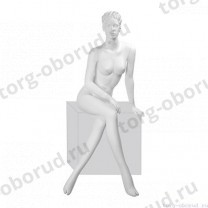Манекен женский стилизованный, скульптурный белый, для одежды в полный рост, сидячий. MD-Kristy Pose 05