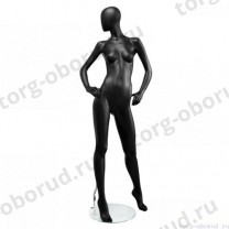 Манекен женский, матовый черный, абстрактный, для одежды в полный рост, стоящий в пол-оборота. MD-Storm Type 03F-02M