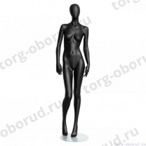Манекен женский, матовый черный, абстрактный, для одежды в полный рост, стоячий прямо, руки опущены вниз. MD-Storm Type 05F-02M