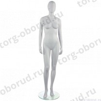 Манекен женский, белый, абстрактный, для одежды в полный рост на круглой подставке, стоячий прямо. MD-RETRO 02F-01M