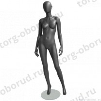 Манекен женский, серый, абстрактный, для одежды в полный рост на круглой подставке, стоячий прямо, классическая поза. MD-GREY 03F-03M