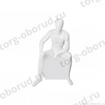 Манекен мужской, белый глянцевый, абстрактный, для одежды в полный рост, сидячий. MD-FR-35M-01G