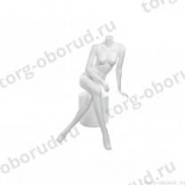 Манекен женский, скульпутрный, без головы, для одежды в полный рост, цвет белый, сидячий, ноги скрещены. MD-Smart (headless) Pose 33-01M