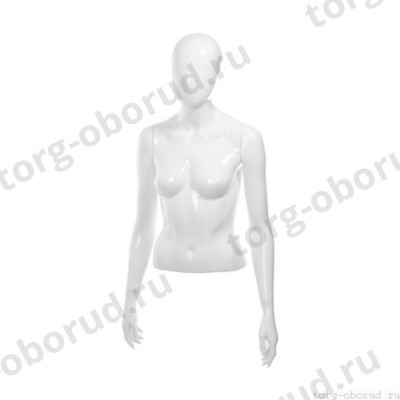 Торс женский (с головой и руками), укороченный, абстрактный, цвет белый глянец. MD-C-10-01G