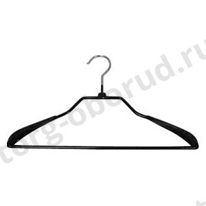 Вешалка плечики для одежды из обрезиненного металла с перекладиной, ширина 450мм, цвет черный, размер одежды: 48-50(L). (MD-WS036-45), MD-WS036-45-B