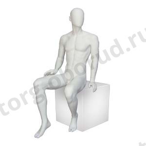 Манекен мужской сидячий, скульптурный, белый, MD-NS CA 34-01M