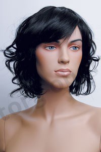 Парик женский для манекена, искусственный, волнистые волосы средней длины, без челки, цвет черный, MD-YS-9021 (1B)