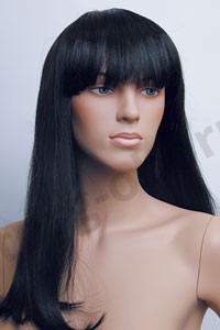 Парик женский для манекена, искусственный, длинные прямые волосы, с челкой, цвет черный, MD-YS-9025 (1B)