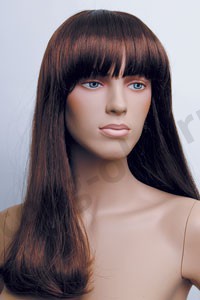 Парик женский для манекена, искусственный, длинные прямые волосы, с челкой, цвет шоколад, MD-YS-9025 (4/30)