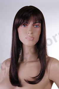Парик женский для манекена, искусственный, длинные прямые волосы, с челкой, цвет темный каштан, MD-2576L (1BT33)
