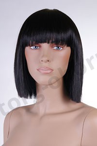 Парик женский для манекена, искусственный, прямые волосы средней длины, с челкой, цвет черный, MD-YS-9079 (1B)