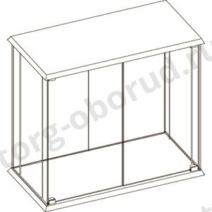 Торговый стеклянный прилавок для магазина, без полок и опор (2двери+замок), MD-OKП.003.PVH.26G