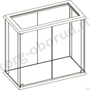 Торговый стеклянный прилавок для магазина, без полок и опор (2двери+замок), MD-OKП.004.COL.26G