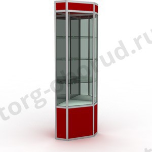 Торговая остекленная витрина для магазина, угловая, с освещением, задняя стенка зеркало, MD-WW1-5050 NZ.MIR