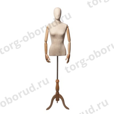 Торс-манекен с деревянными руками, женский, для магазина одежды, на подставке, MD-ORG.002.LBG