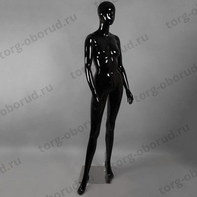 Манекен женский глянец с лицом, черный, на подставке 4A-65(черн)