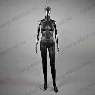 Манекен женский в полный рост, для магазина одежды FAM-05/A-1(черн мат/хром)