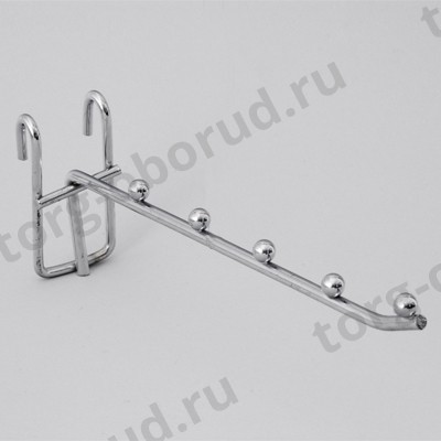 Крючок для решетки (сетки) хромированный для оборудования магазина, длина 200 мм, 5 шарика, 220011