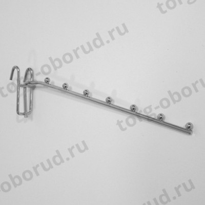 Крючок для решетки (сетки) хромированный для оборудования магазина, длина 250 мм, 7 шариков, 220014