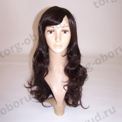 Парик женский для манекена, искусственный, с челкой, длинные волнистые волосы, цвет темно-каштановый, Parik3