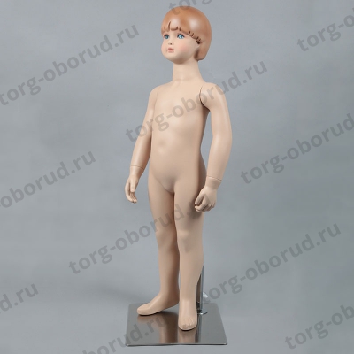 Манекен для одежды детский мальчик, ростовой телесный натуралистический, стоячий прямо, BB-2