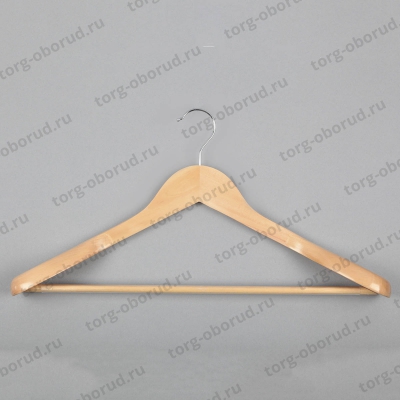 Вешалка плечики для одежды деревянная с перекладиной зимняя, 440мм, размер одежды: 44-46(М). C30-5D(светл)