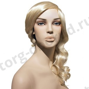 Парик женский для манекена, искусственный, без челки, волосы средней длины, вьющиеся, цвет платинум блонд. MD-L001Б