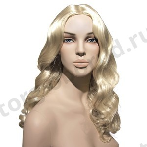 Парик женский для манекена, искусственный, без челки, вьющиеся волосы средней длины, цвет платинум блонд. MD-L003Б