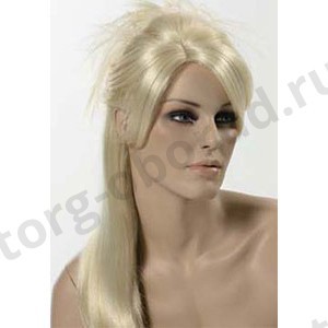 Парик женский для манекена, искусственный, с челкой, длинные прямые волосы, собранные в прическу, цвет платинум блонд. MD-G020