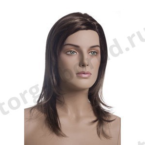 Парик женский для манекена, искусственный, без челки, средней длины прямы волосы, цвет каштан. MD-A3