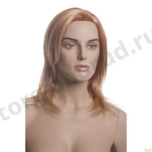 Парик женский для манекена, искусственный, без челки, средней длины прямые волосы, цвет медовый. MD-A17