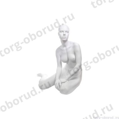 Манекен женский стилизованный, скульптурный белый, для одежды в полный рост, сидячий. MD-LU-08F-01M