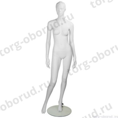 Манекен женский стилизованный, скульптурный белый, для одежды в полный рост, стоячий прямо, руки опущены. MD-IN-4Mara-01M