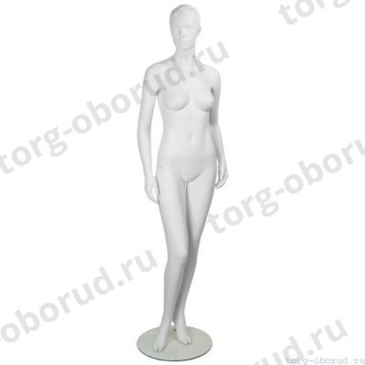 Манекен женский стилизованный, скульптурный белый, для одежды в полный рост, стоячий прямо. MD-IN-5Mara-01M