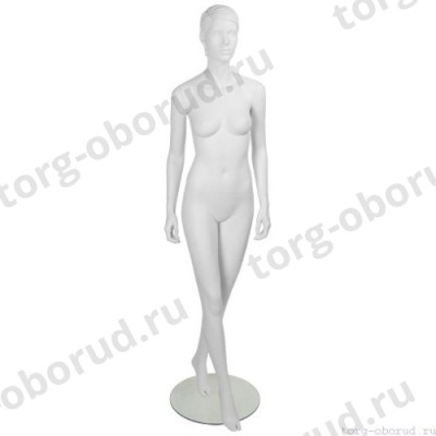 Манекен женский стилизованный, скульптурный белый, для одежды в полный рост, стоячий прямо. MD-IN-7Sheila-01M