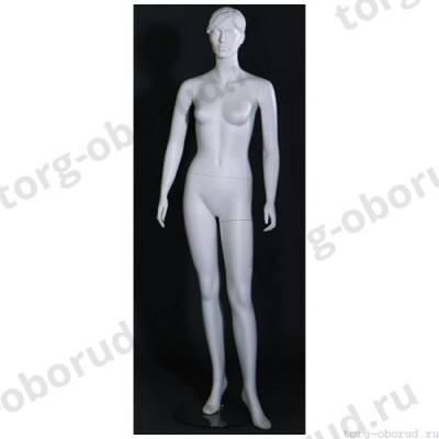 Манекен женский стилизованный, скульптурный белый, для одежды в полный рост, стоячий прямо, классическая поза. MD-LW-22