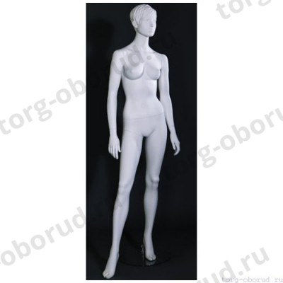 Манекен женский стилизованный, скульптурный белый, для одежды в полный рост, стоячий прямо, классическая поза. MD-LW-86