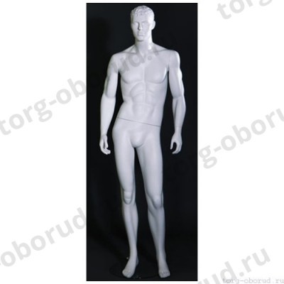 Манекен мужской стилизованный, скульптурный белый, для одежды в полный рост, стоячий прямо. MD-MW-72