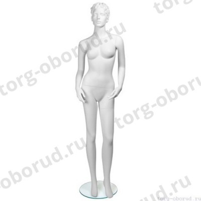 Манекен женский стилизованный, скульптурный белый, для одежды в полный рост, стоячий прямо, классическая поза. MD-Kristy Pose 01