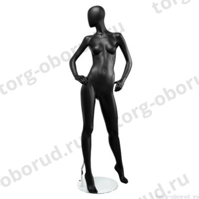 Манекен женский, матовый черный, абстрактный, для одежды в полный рост, стоящий в пол-оборота. MD-Storm Type 03F-02M